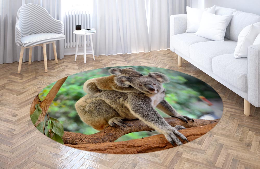 3D Ковер «Семейство коал» Круглый 3