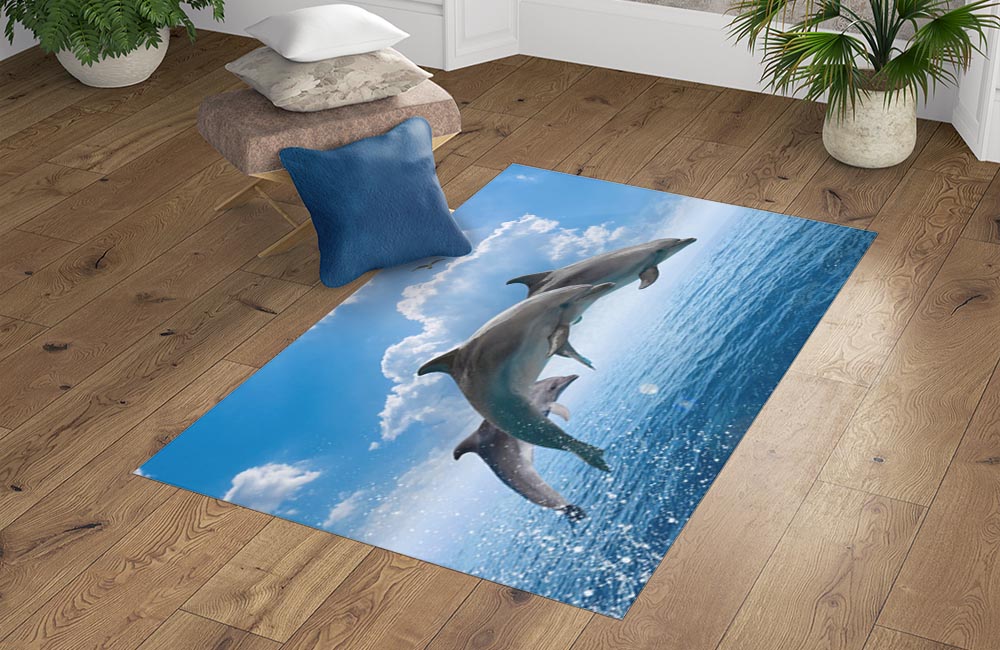 3D Ковер «Дельфины в прыжке» Прямоугольный 4