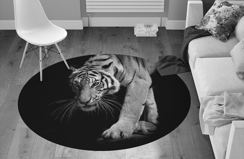 3D Ковер «Крадущийся тигр» Круглый 1