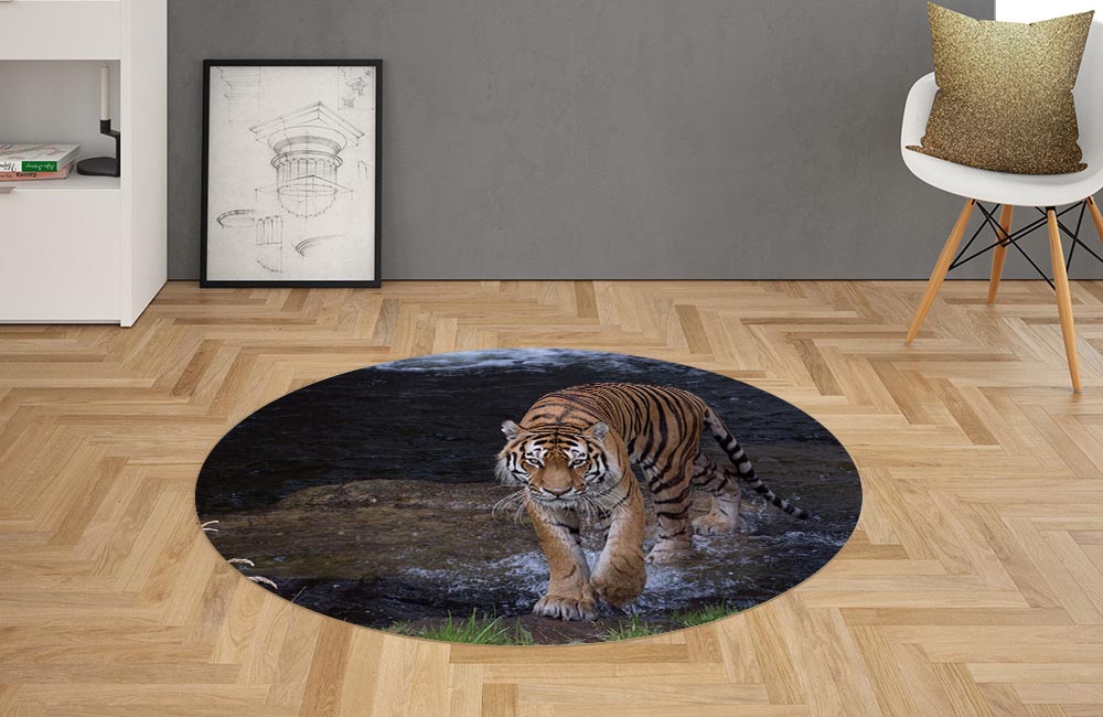 3D Ковер «Тигр на побережье» Овальный 2