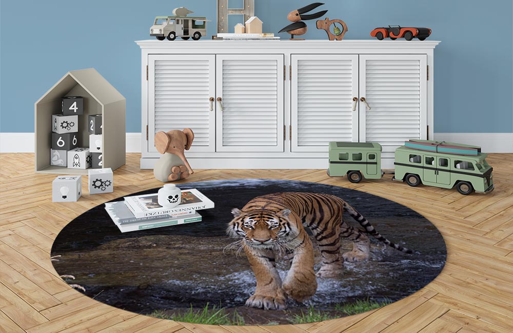 3D Ковер «Тигр на побережье» Овальный 3