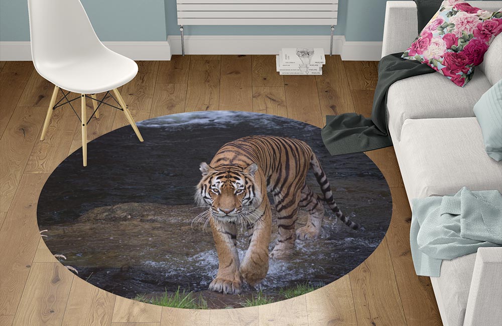 3D Ковер «Тигр на побережье» Круглый 1