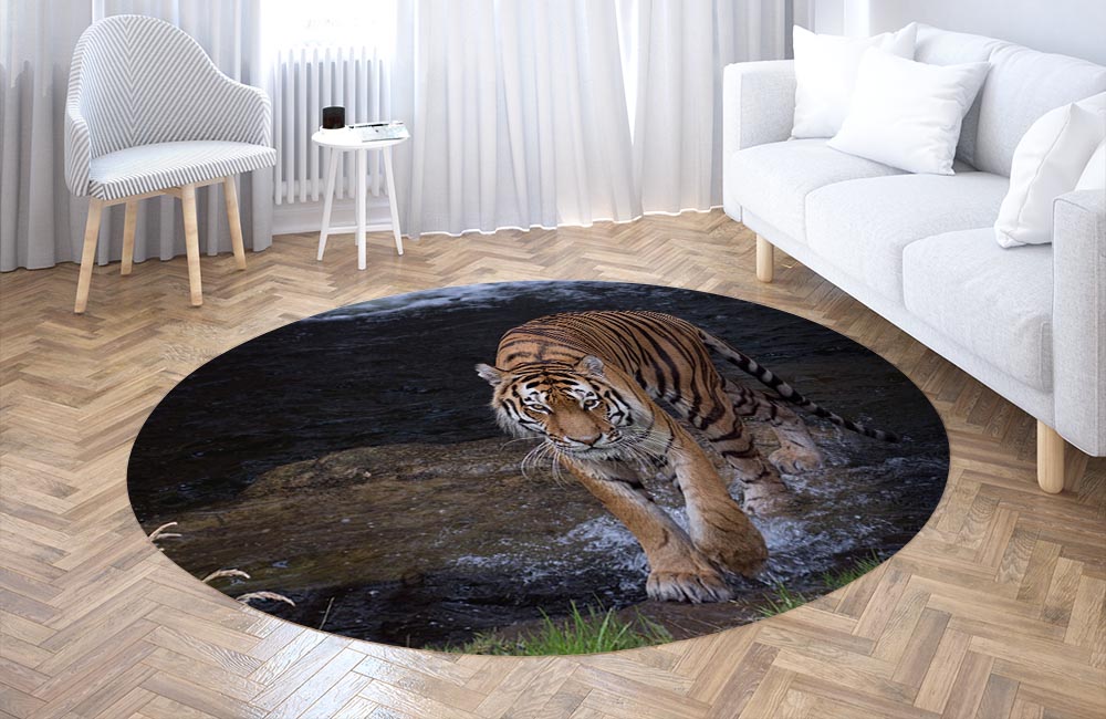 3D Ковер «Тигр на побережье» Круглый 3