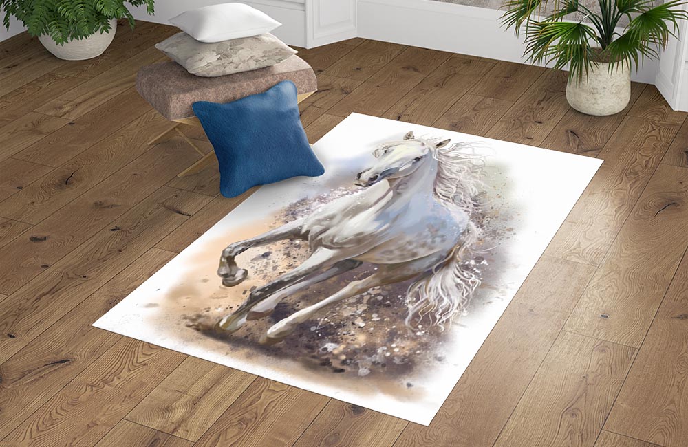 3D Ковер «Картина с белой лошадью» Прямоугольный 4