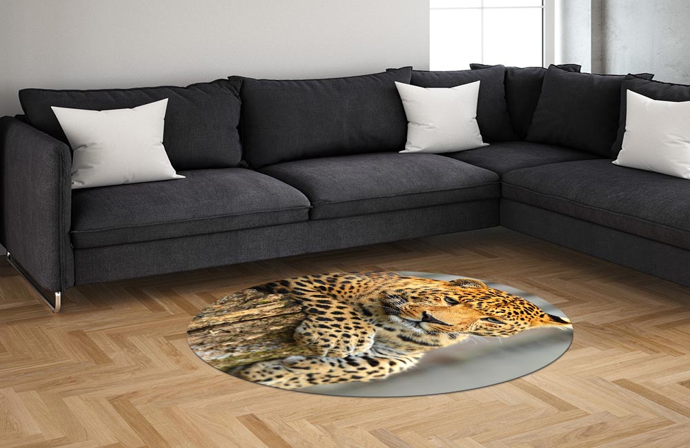 3D Ковер «Спокойный леопард» Овальный 1