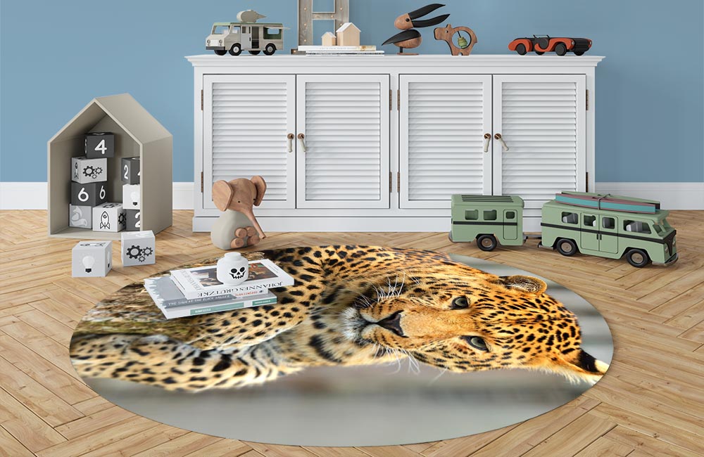 3D Ковер «Спокойный леопард» Овальный 3