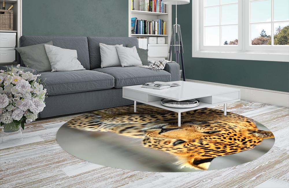 3D Ковер «Спокойный леопард» Круглый 2
