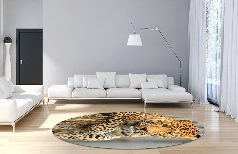 3D Ковер «Спокойный леопард» Круглый 4