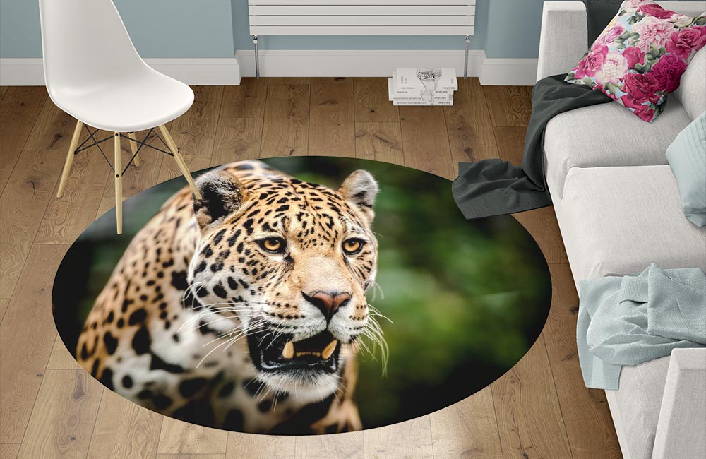 3D Ковер «Оскал леопарда» Круглый 1