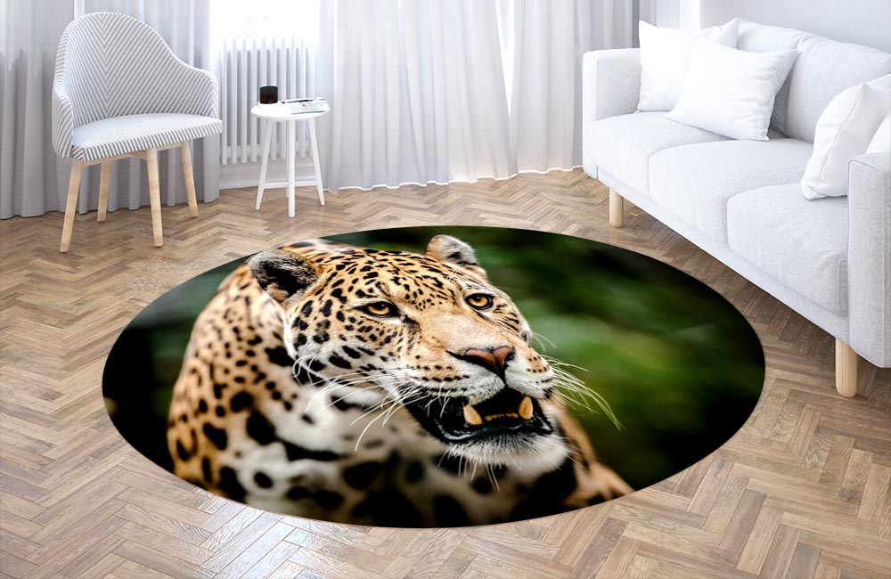 3D Ковер «Оскал леопарда» Круглый 3