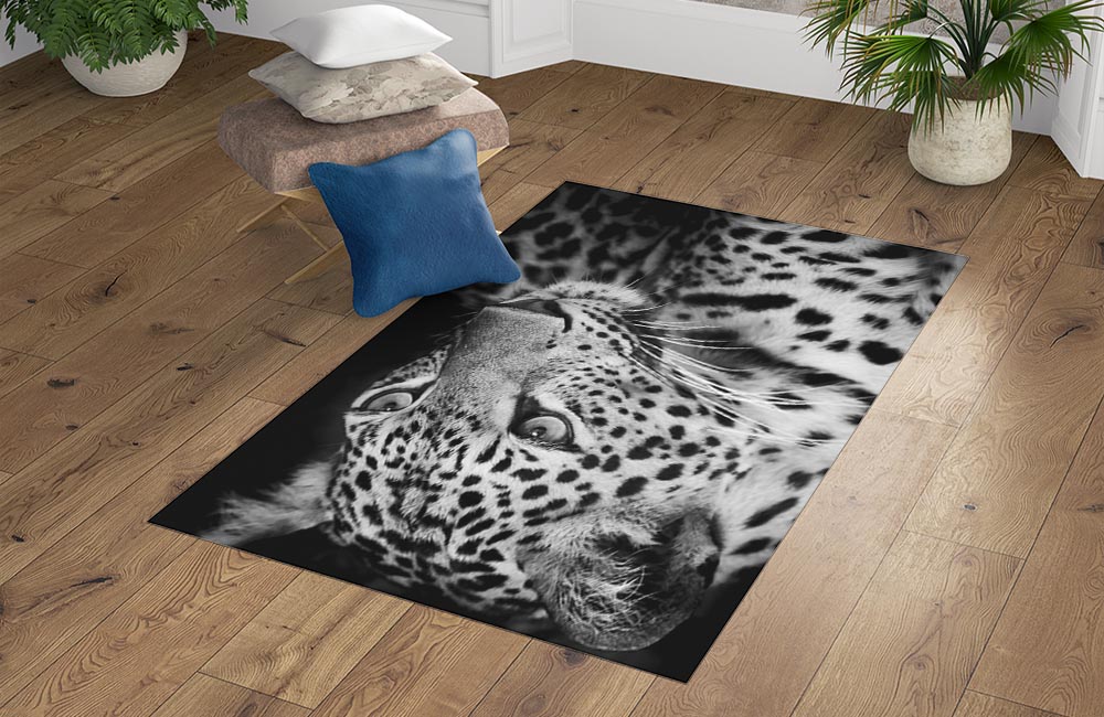 3D Ковер «Леопард в черно-белых тонах» Прямоугольный 4