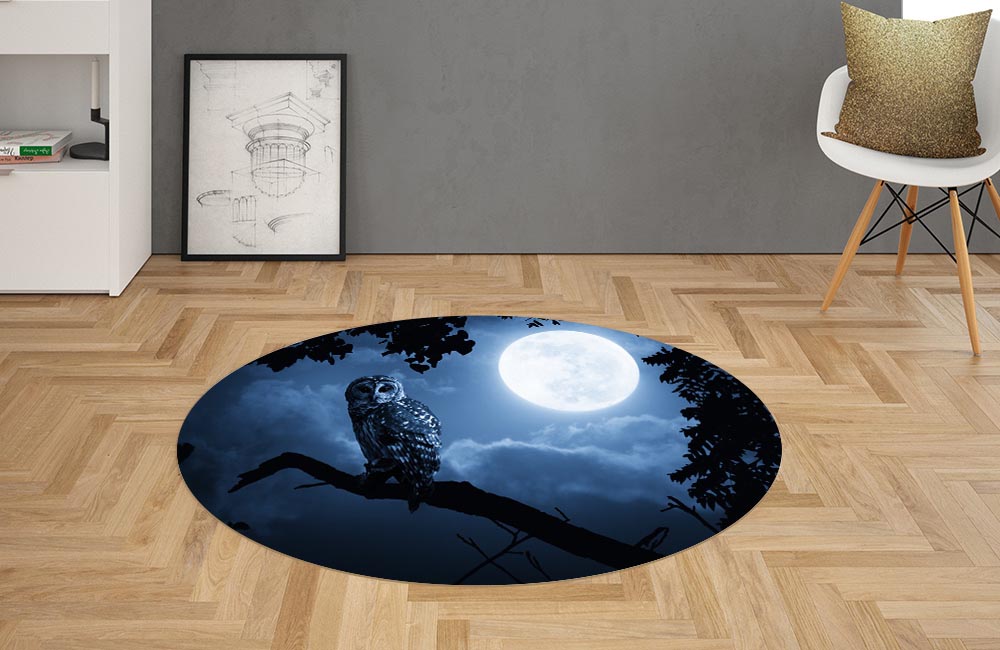 3D Ковер «Сова лунной ночью» Овальный 2