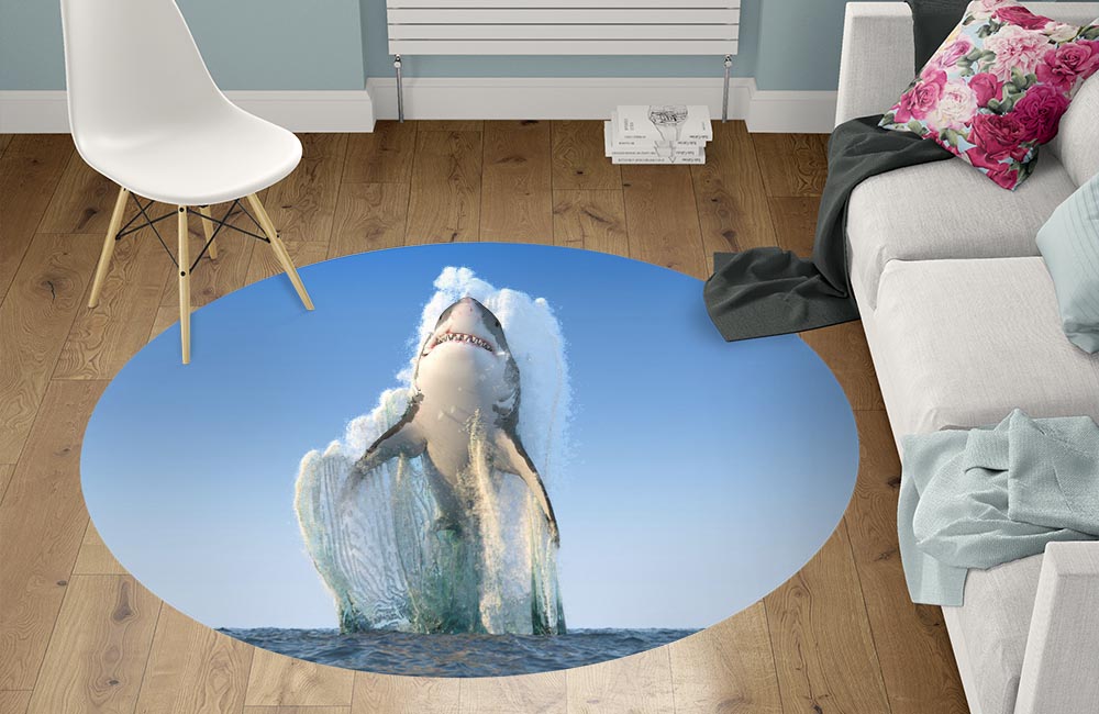 3D Ковер «Прыжок акулы» Круглый 1