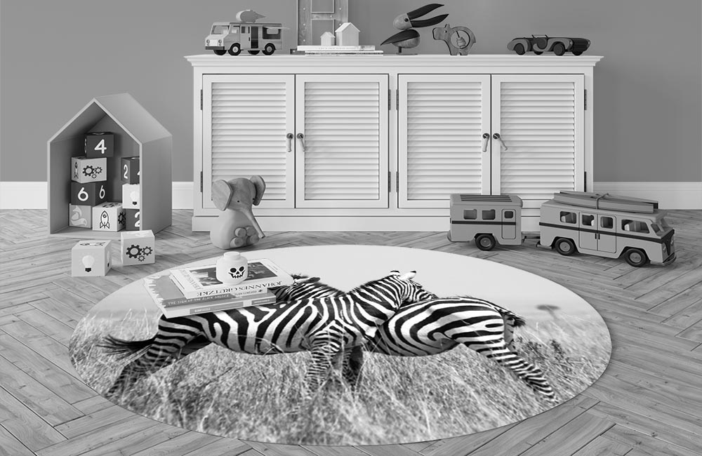 3D Ковер «Влюбленные зебры» Овальный 3