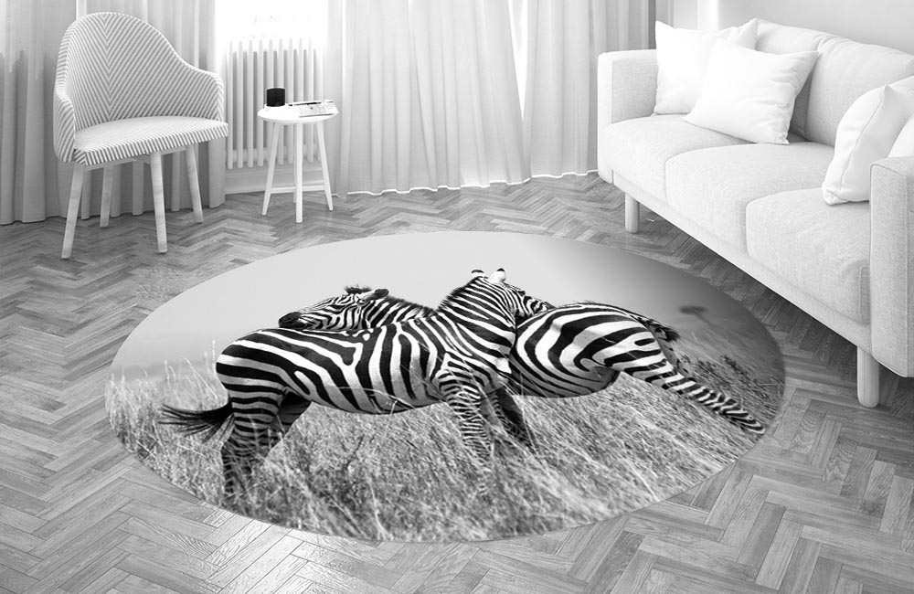 3D Ковер «Влюбленные зебры» Круглый 3
