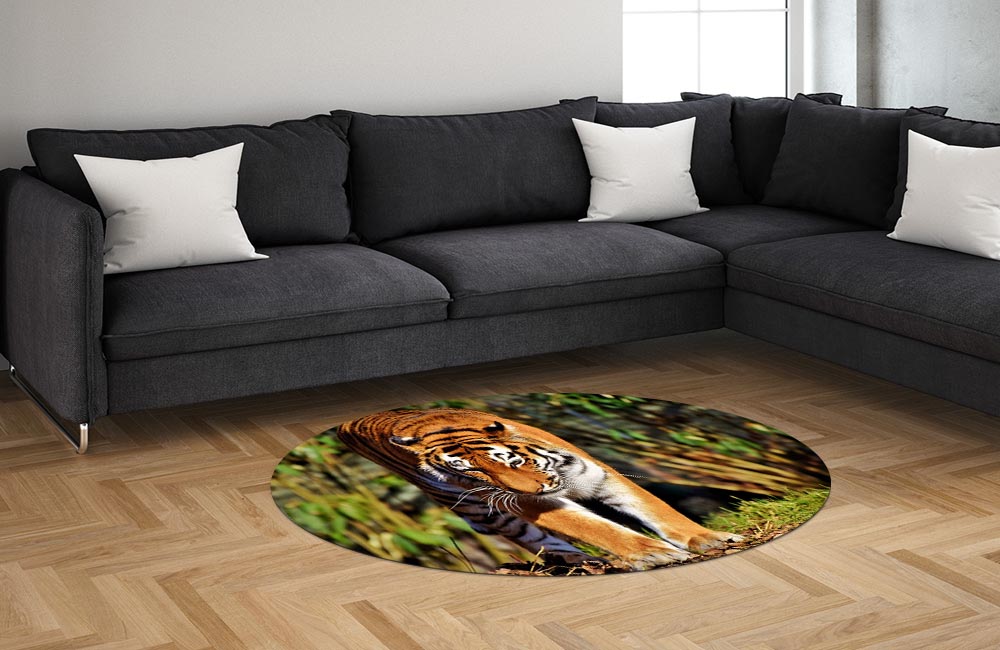 3D Ковер «Тигр на солнечной поляне» Овальный 1
