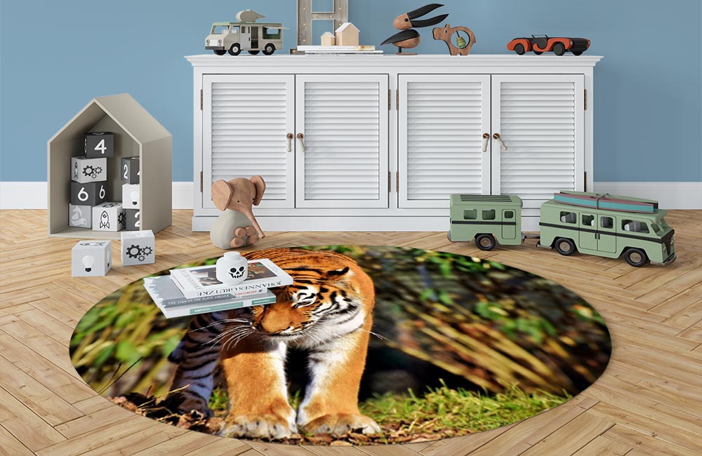 3D Ковер «Тигр на солнечной поляне» Овальный 3