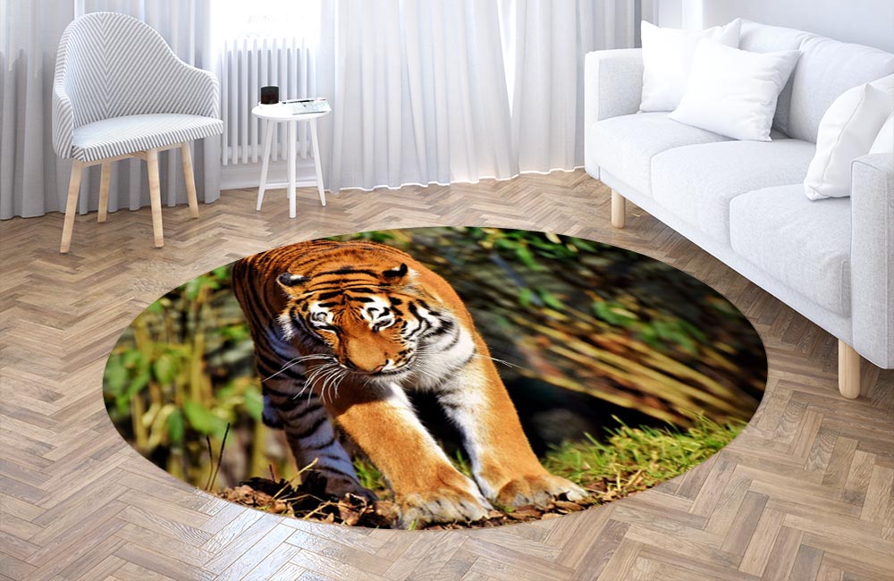 3D Ковер «Тигр на солнечной поляне» Круглый 3