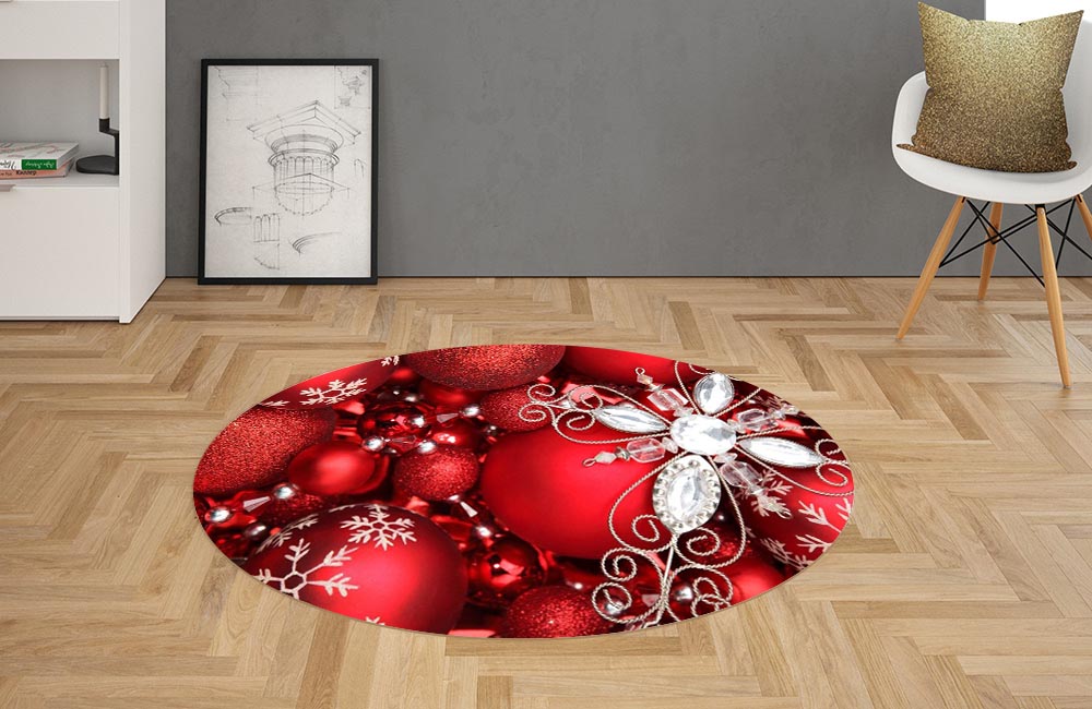 3D Ковер «Драгоценные новогодние украшения» Овальный 2